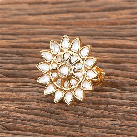 Kundan Adjustable Ring With Gold Plating