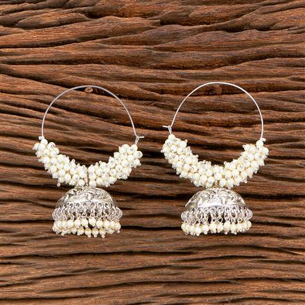 Moti Earring With Oxidised Plating