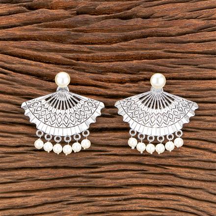 Moti Earring With Oxidised Plating