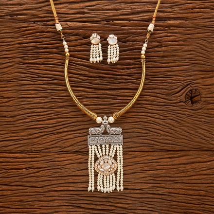 Antique Pearl Necklace With 2 Tone Plating