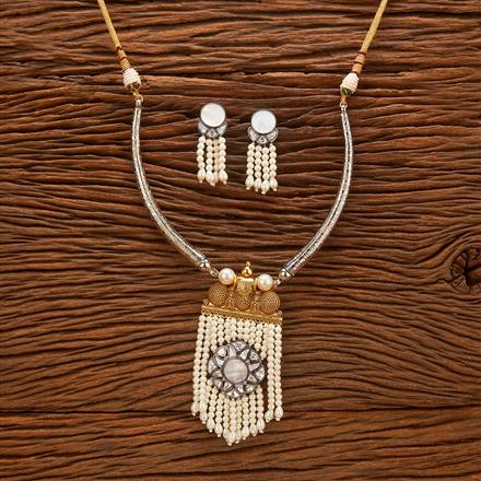 Antique Mother Of Pearl Necklace With 2 Tone Plating