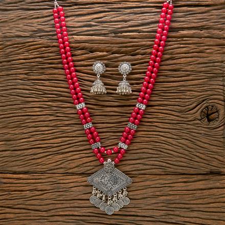 Mala Pendant Set With Oxidised Plating