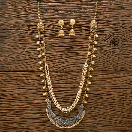 Oxidised Long Necklace With 2 Tone Plating