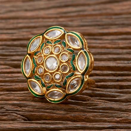 Kundan Adjustable Ring With Gold Plating