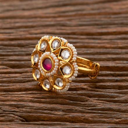 Kundan Adjustable Ring With Gold Plating