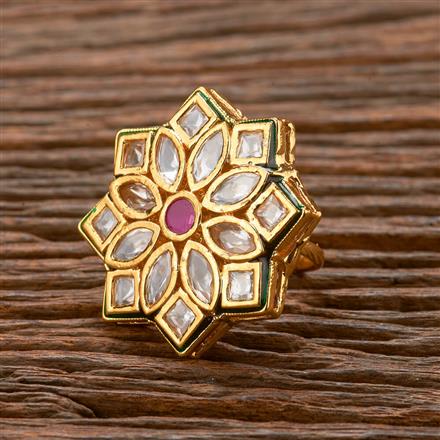 Kundan Adjustable Ring With Gold Plating
