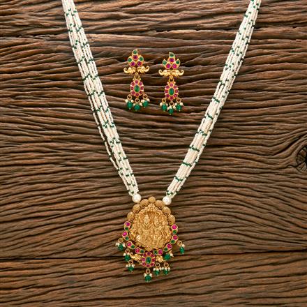 Antique South Indian Pendant Set With Matte Gold Plating