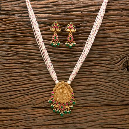 Antique South Indian Pendant Set With Matte Gold Plating