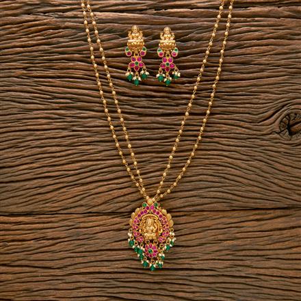 Antique South Indian Pendant Set With Matte Gold Plating