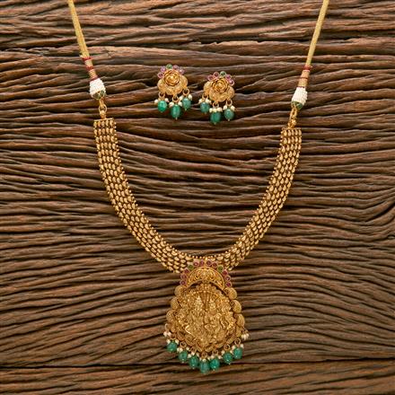 Antique Pearl Necklace With Matte Gold Plating