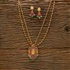 Antique Mala Pendant Set With Matte Gold Plating