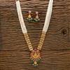 Antique Temple Pendant Set With Matte Gold Plating