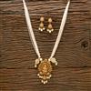 Antique Moti Pendant Set With Matte Gold Plating