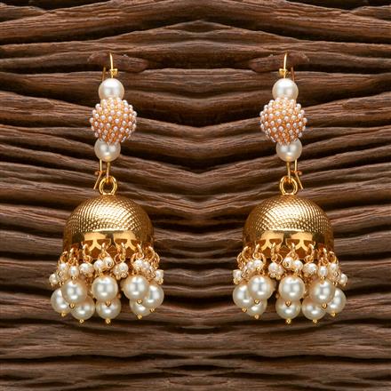 Antique Pearl Jhumki With Gold Plating