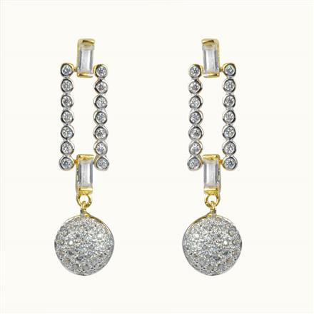 CZ Delicate Earring with 2 tone plating