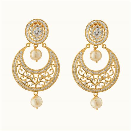 CZ Chand Earring with gold plating
