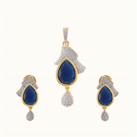 CZ Classic Pendant Set with 2 tone plating