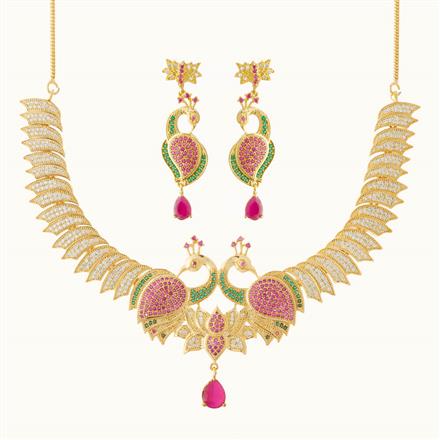 CZ Peacock Necklace with gold plating