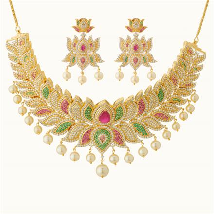 CZ Mukut Necklace with gold plating