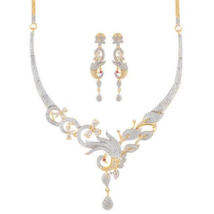 CZ Peacock Necklace with 2 tone plating