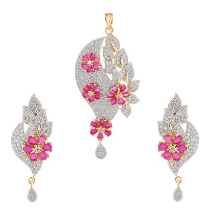 CZ Classic Pendant Set with 2 tone plating