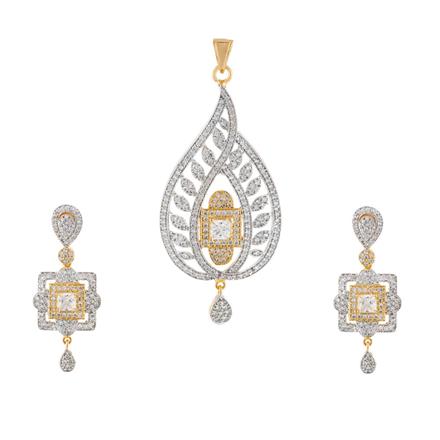 CZ Classic Pendant Set with 2 tone plating