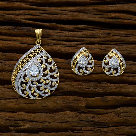 CZ Classic Pendant Set with 2 tone plating