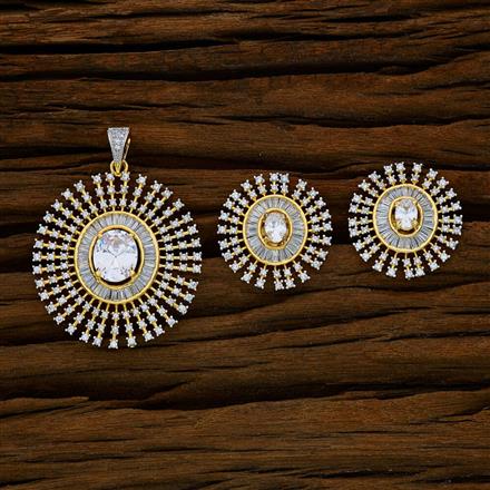 CZ Classic Pendant Set with 2 tone plating