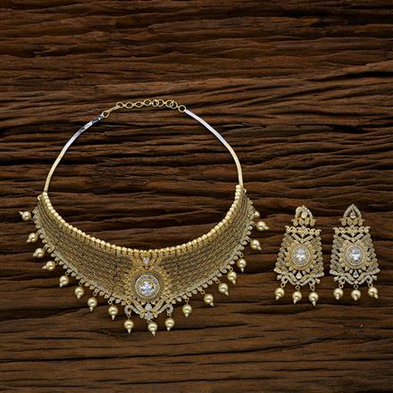 CZ Mukut Necklace with gold plating
