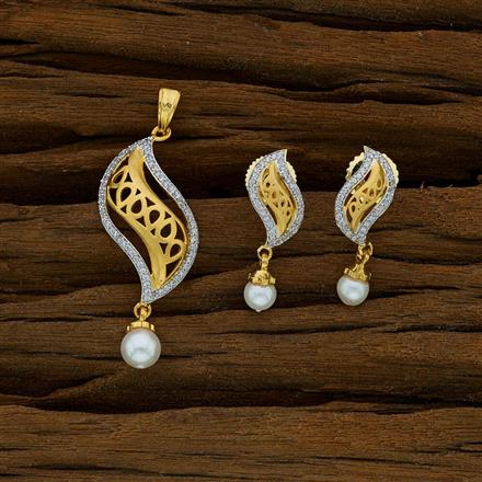 CZ Delicate Pendant Set with 2 tone plating