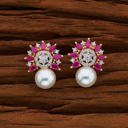 CZ Short Earring with 2 tone plating