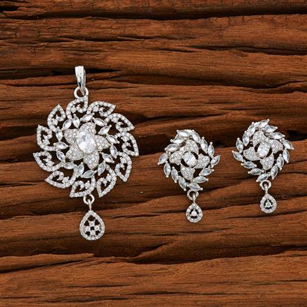 CZ Classic Pendant Set with rhodium plating
