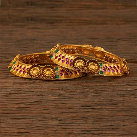 Antique Classic Bangles With Matte Gold Plating