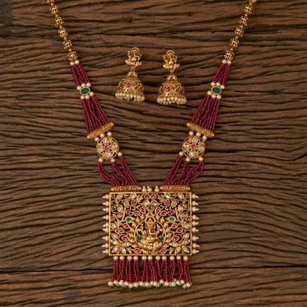 Antique Temple Pendant set with Matte Gold Plating