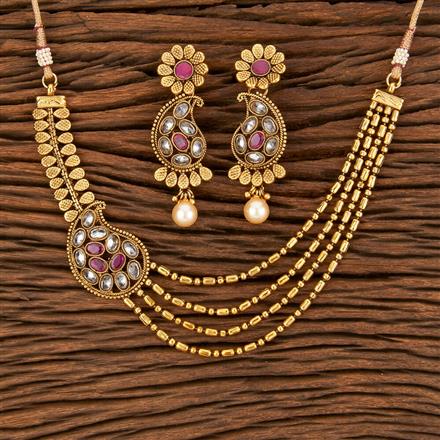 Antique One Side Pendant Necklace With Gold Plating