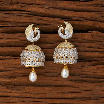 CZ Peacock Earring with 2 tone plating