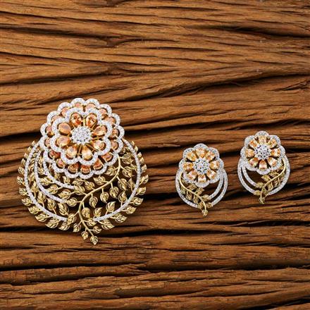 CZ Classic Pendant Set with 2 tone plating