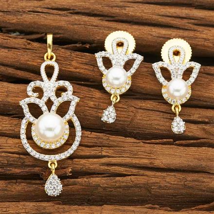 CZ Delicate Pendant Set with 2 tone plating