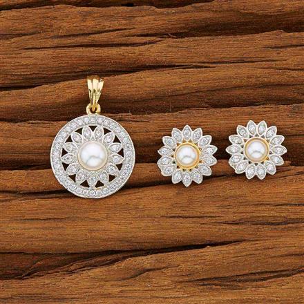 CZ Delicate Pendant Set with 2 tone plating