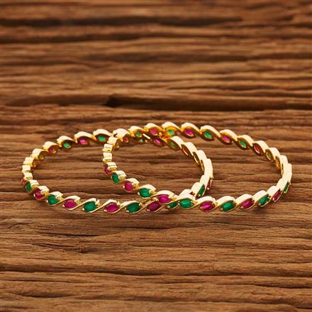 CZ 2 Pc Bangle with gold plating