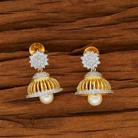 American Diamond Jhumki with 2 tone plating