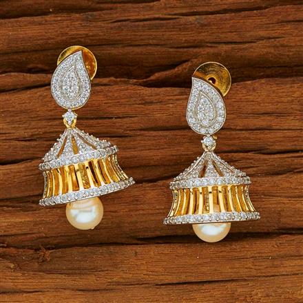 American Diamond Jhumki with 2 tone plating
