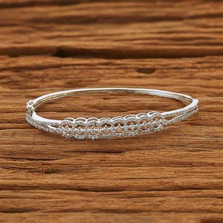 CZ Delicate Kada with rhodium plating