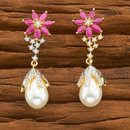 CZ Short Earring with 2 tone plating