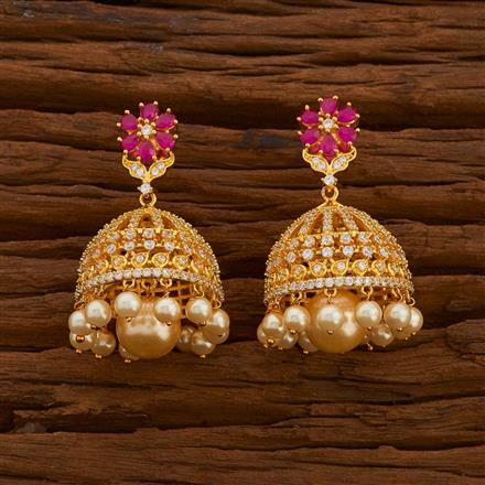 American Diamond Jhumki with gold plating