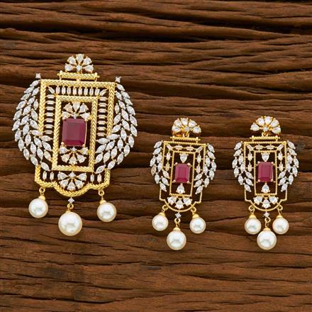 CZ Classic Pendant Set with 2 tone plating