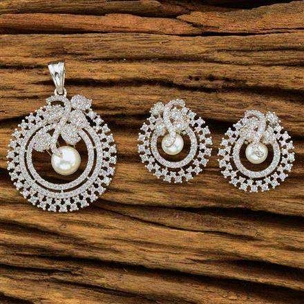 CZ Classic Pendant Set with rhodium plating