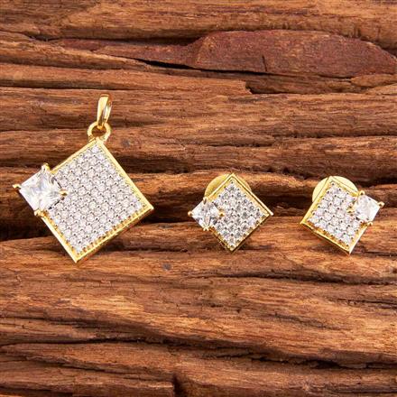 CZ Delicate Pendant Set with 2 tone plating