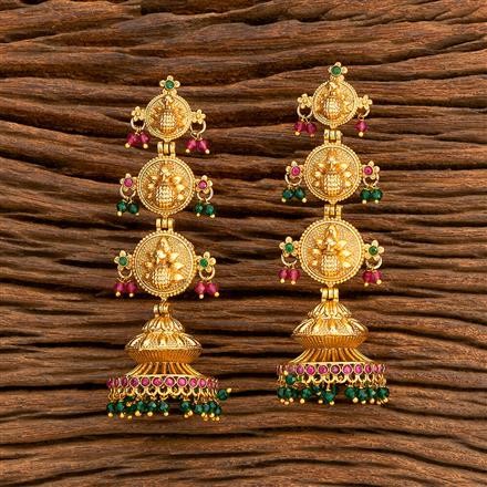 Antique Peacock Earring With Matte Gold Plating