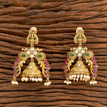 Antique Temple Earring With Matte Gold Plating